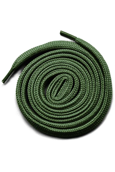 Haki Yeşil 1 cm Kalınlığında 1 Çift Yassı Spor Ayakkabı Bağcığı - 4