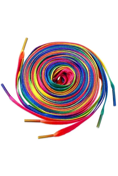 100 cm Gökkuşağı Renkli Yassı Ayakkabı Bağcığı - Resim 3