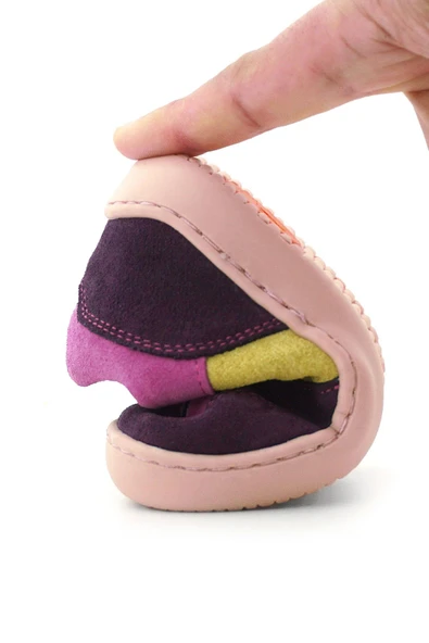 Rakerplus Bob Hakiki Deri Mor Pembe Barefoot Cırtlı Lastikli Bebek Sneaker Ayakkabı - Resim 11