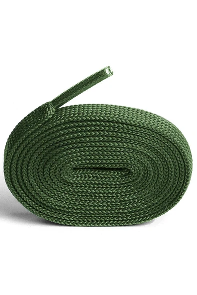 Haki Yeşil 1 cm Kalınlığında 1 Çift Yassı Spor Ayakkabı Bağcığı - 7