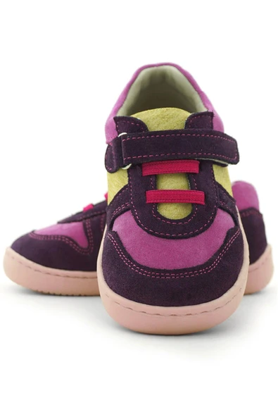 Rakerplus Bob Hakiki Deri Mor Pembe Barefoot Cırtlı Lastikli Bebek Sneaker Ayakkabı - Resim 9