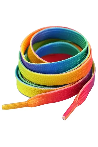 100 cm Gökkuşağı Renkli Yassı Ayakkabı Bağcığı - Resim 2