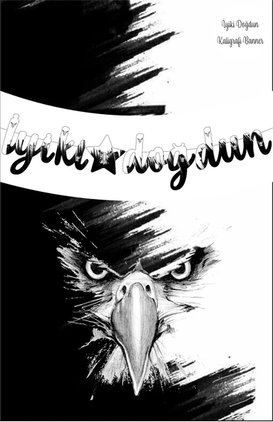 Siyah Beyaz Taraftar Temalı İyiki Doğdun Kaligrafi Banner - Resim 2