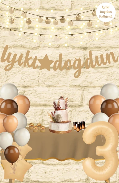 Sütlü Kahve Temalı İyiki Doğdun Kaligrafi Banner - Resim 2