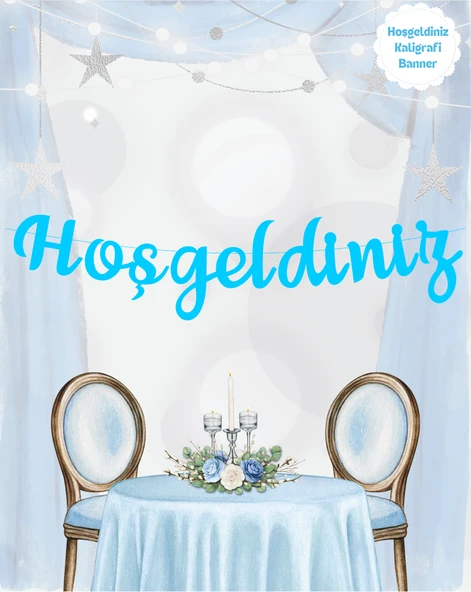 Hoşgeldiniz Mavi Temalı Kaligrafi Banner - Resim 2