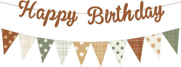 Karamel Happy Birthday Kaligrafi Banner ve Desenli Flama Set ürün görseli 1