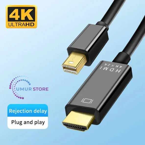 Mini Display Port To HDMI Kablo 4KX2K Video Aktarma Kablosu 1.8 Metre - Resim 4