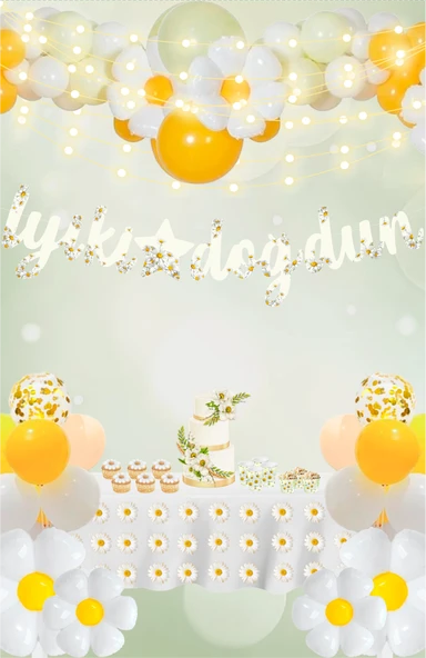 Papatya Temalı İyiki Doğdun Kaligrafi Banner - Resim 2