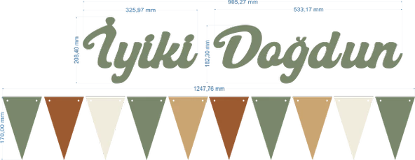 Küf Yeşili İyi ki Doğdun Kaligrafi Banner ve Düz Renk Flama Set - Resim 3