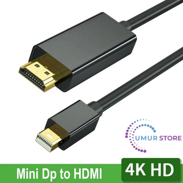 Mini Display Port To HDMI Kablo 4KX2K Video Aktarma Kablosu 1.8 Metre - Resim 2