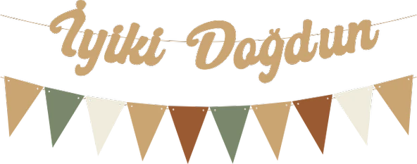 Sütlü Kahve İyi ki Doğdun Kaligrafi Banner ve Düz Renk Flama Set