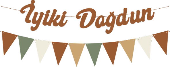 Karamel İyi ki Doğdun Kaligrafi Banner ve Düz Renk Flama Set ürün görseli 1