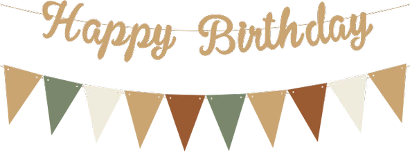 Sütlü Kahve Happy Birthday Kaligrafi Banner ve Düz Renk Flama Set