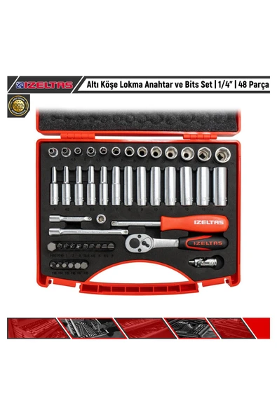 İzeltaş Altı Köşe Lokma Anahtar ve Bits Set | 1/4” | 48 Parça ürün görseli 1