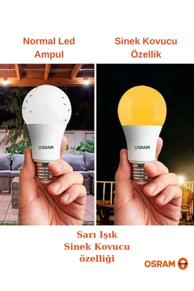 2 Adet Sivri ve Kara Sinek Kovucu, Çok Kaliteli 8 W. Led Ampul İki Fonksiyonlu Sinek Savar Led Ampul - Resim 2