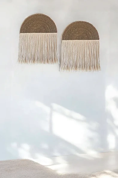 Bohem Hasır Duvar Dekoru Makrome Duvar Süsü Kısa - 2
