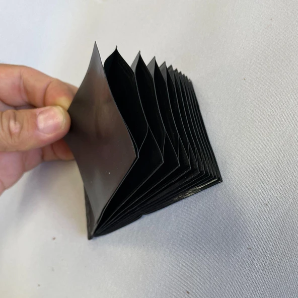 Dikey Akordiyon Plastik Kartlık Siyah, Deri Hobi Kartlık Cüzdan Yapımına Uygun - 2