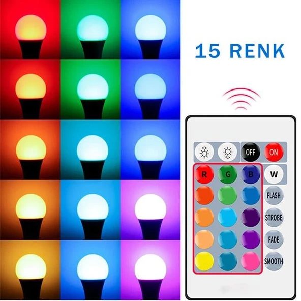 Ledx AL-LL9RGB 9 Watt Kumandalı 800 Lumen RGB Işık E27 Led Ampul - 2
