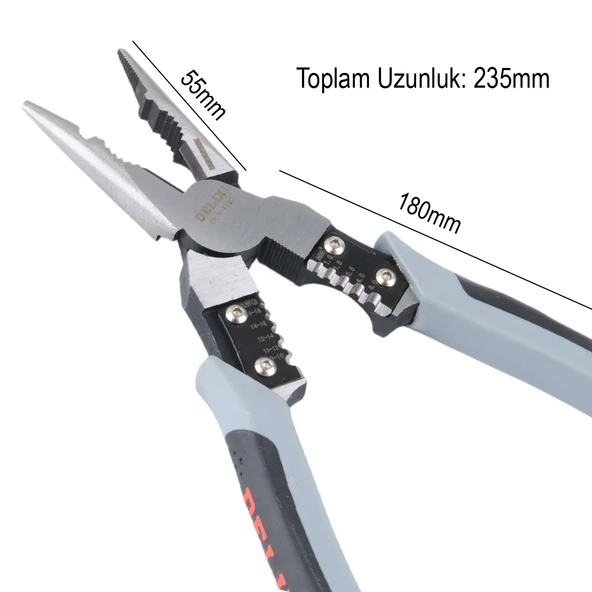Karga Burun,  Terminal Sıkıştırma, Kablo Soyacı, Pense, (4IN1 Fonksiyonlu), - Resim 2