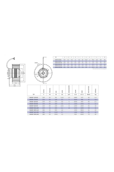 BVN Bahçıvan Bassf 160-60 Dıştan Rotorlu Öne Eğimli Fan - 2