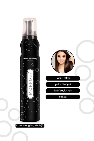 MORFOSE SAÇ KÖPÜĞÜ EXTRA STRONG SİYAH 200 ML - 2
