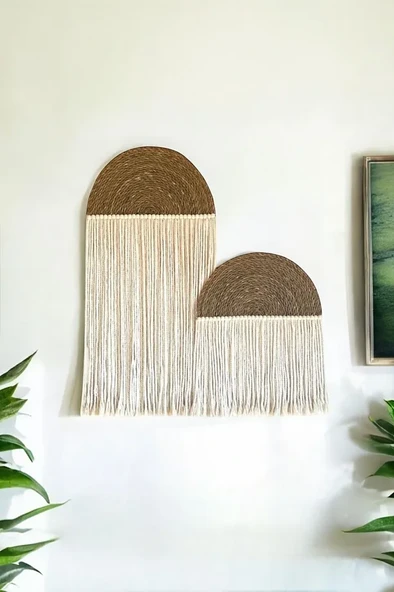 Bohem Hasır Duvar Dekoru Makrome Duvar Süsü 2'li