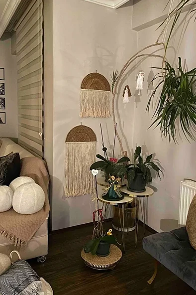 Bohem Hasır Duvar Dekoru Makrome Duvar Süsü 2'li - 3