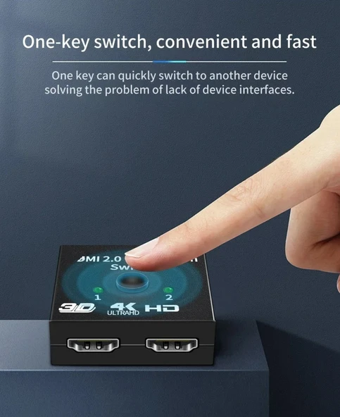 HDMI Switch HDMI Splitter, HDMI Anahtar, 2 Giriş 1 Çıkış, PS5, PS4, Xbox, TV Kutusu, TV Stick, Monitör, PC ile Uyumlu, Çift Yönlü AB Anahtar, - 2
