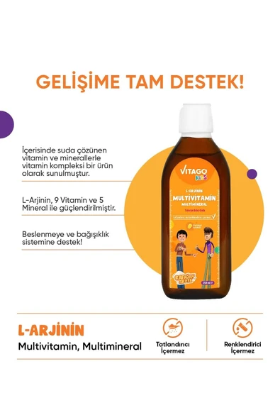 VİTAGO-Kids-l-arjinin, Multivitamin Şurup Rafadan Tayfa - Resim 2