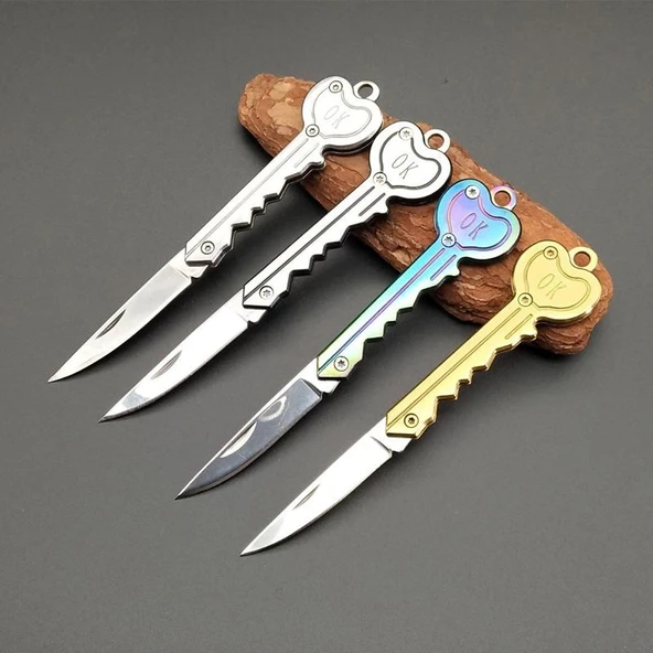 Paslanmaz Çelik, Katlanır, Cep Çakısı, Outdoor Kamp Bıçağı, Anahtarlıklı, 12 cm - Resim 5