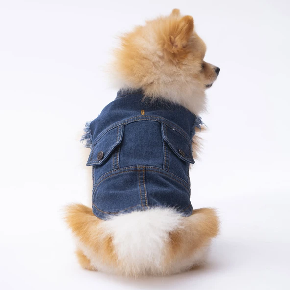 Pawstar Küçük Irk Köpek için Denim Yelek