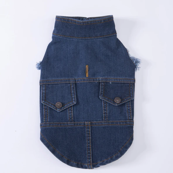 Pawstar Küçük Irk Köpek için Denim Yelek - 3