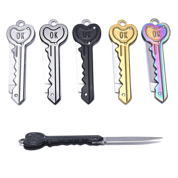 Paslanmaz Çelik, Katlanır, Cep Çakısı, Outdoor Kamp Bıçağı, Anahtarlıklı, 12 cm - Resim 2