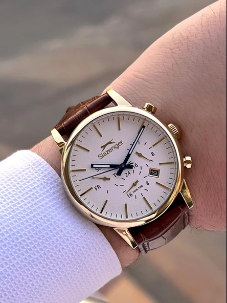 Slazenger Deri Kordon İç Fonksiyonları Aktif 10 Atm Suya Dayanıklı Erkek Kol Saati ESL.09.2481.2.06 - Resim 2