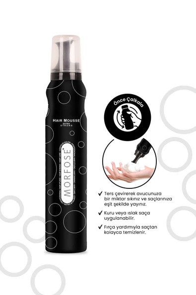 MORFOSE SAÇ KÖPÜĞÜ EXTRA STRONG SİYAH 200 ML - 3