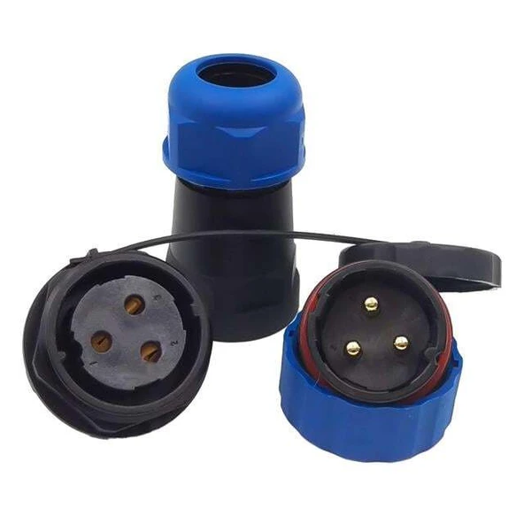 SD28 Su Geçirmez 3 Pin  Erkek-Dişi Yuvarlak 28 Mm Konnektör - Resim 2