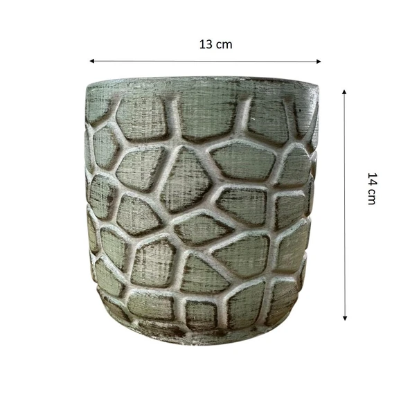 Bitki Tasarımı Ev dekorasyon Yeşil Eskitme Taş Desen Beton Saksı Çiçeklik Saksılık - Resim 2