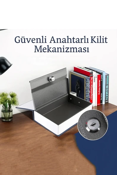Tilbe Home Büyük Boy Kitap Şeklinde Anahtarlı Gizli Kasa Para Altın Saklama Hırsız Kilitli Dekoratif Kumbara - 2