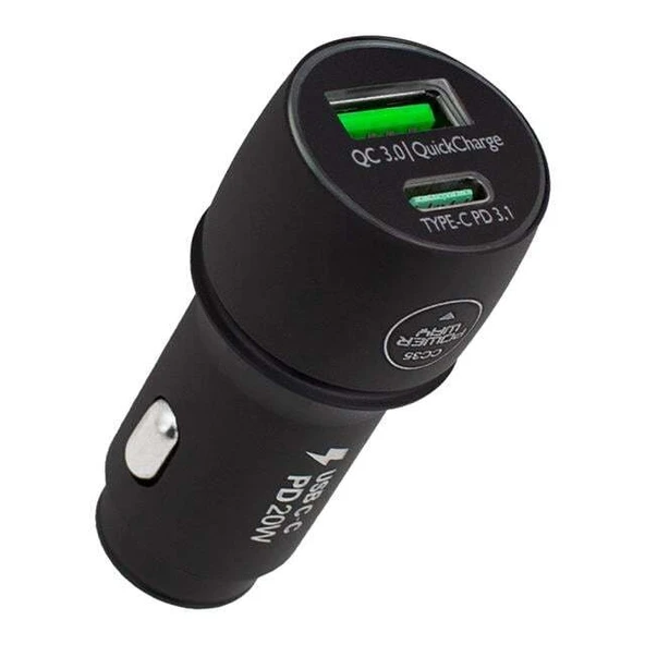 Powerway CC35 Yeni Nesil USB-C (iPhone To Type-C) Araç Şarj Seti (PD18W) ürün görseli 1