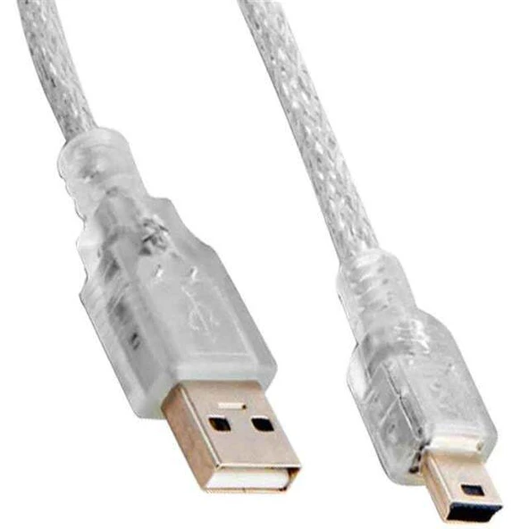 S-Link SL-UK55 USB 2.0 Şeffaf Usb Mini 5 Pin Kablo 5 Metre ürün görseli 1