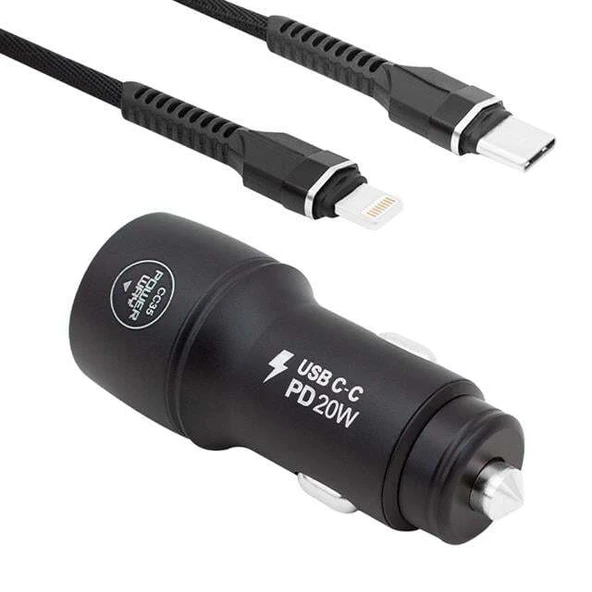 Powerway CC35 Yeni Nesil USB-C (iPhone To Type-C) Araç Şarj Seti (PD18W) - Resim 2