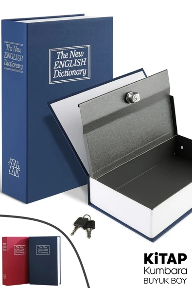 Tilbe Home Büyük Boy Kitap Şeklinde Anahtarlı Gizli Kasa Para Altın Saklama Hırsız Kilitli Dekoratif Kumbara - 1