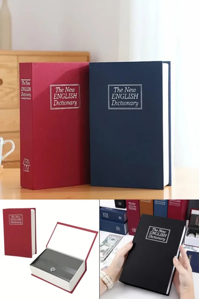 Tilbe Home Büyük Boy Kitap Şeklinde Anahtarlı Gizli Kasa Para Altın Saklama Hırsız Kilitli Dekoratif Kumbara - 6