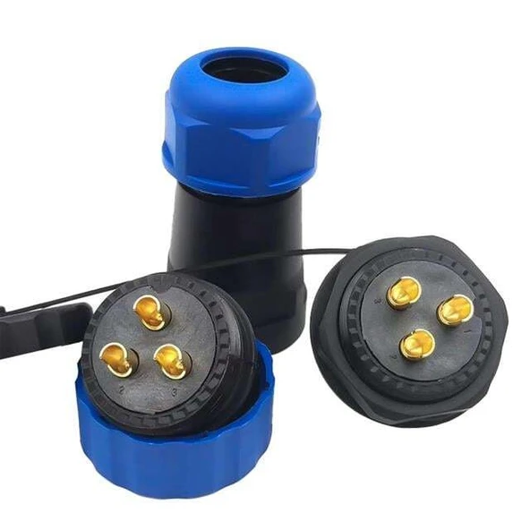 SD28 Su Geçirmez 3 Pin  Erkek-Dişi Yuvarlak 28 Mm Konnektör - Resim 3