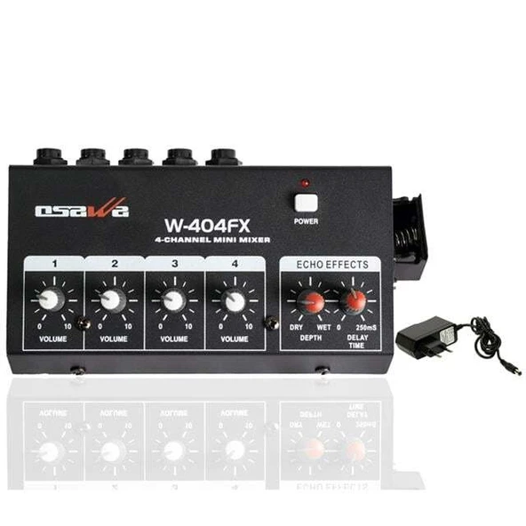 Osawa Mikrofon Giriş-1 Line Çıkış Eko’lu 4 Kanal 20 dB Adaptörlü Mini Mikrofon Çoğaltıcı W-404FX ürün görseli 1