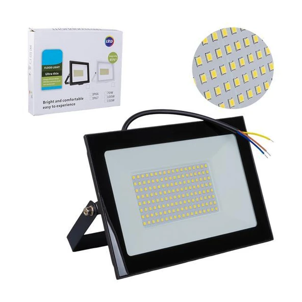 Powermaster PM-22572 100 Watt - 220 Volt 6500K IP66 150* Işık Açısı Siyah Slim Kasa Beyaz Led Projektör ürün görseli 1