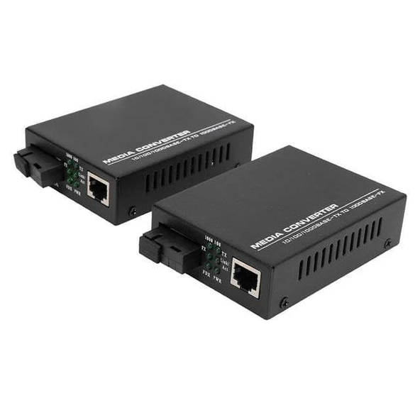 Powermaster PM-22107 1000 Mbps 3 Km Single Mode Fiber Optik Ethernet Medya Dönüştürücü ürün görseli 1