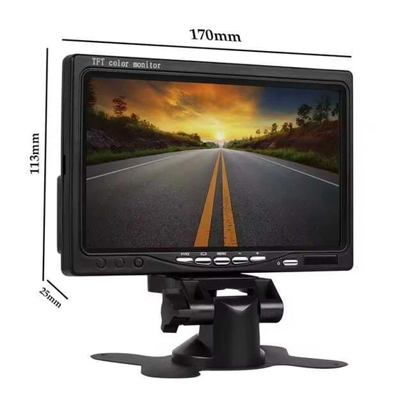 PowerMaster PM-15487 7" TFT Lcd Dijital Monitör 2 Kanal Geri Görüş Kamerası Tetiklemeli 800X480P - Resim 5