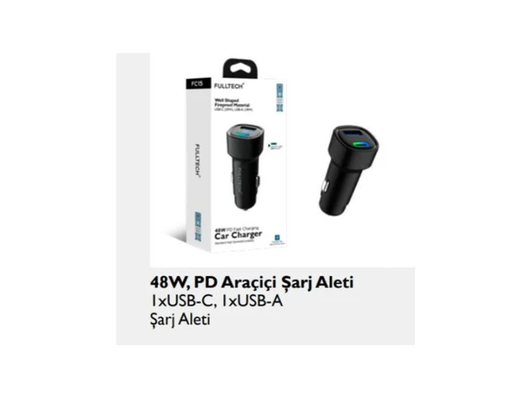 FC 15 48W PD Araç İçi Çakmaklık Hızlı Şarj Aleti Type-C USB Uyumlu RGB Işık Araç Şarj Başlığı ürün görseli 1