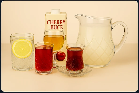 Koncam 31 Parça Kristal Kesme Cam İçecek Takımı 6 Kişilik Sürahi Bardak Çay Bardağı - 3